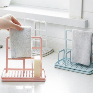 Adjustable Sponge and Towel Storage Organizer Drying Rack