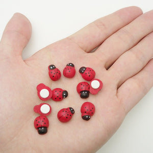 100pcs Wooden Ladybug Sponge Self-adhesive Sticker