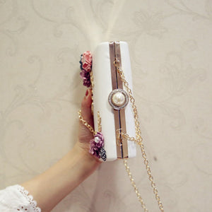 Flower And Pearl Clutch Purse
