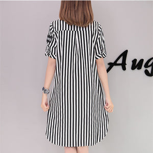 Striped Button-Down Short Sleeve Dress